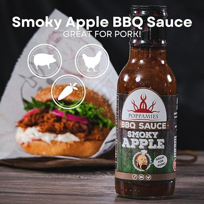 Poppamies BBQ Sauce Smoky Apple - Made from Smoked chili, fresh apples - Spiciness 2/10 - 410g