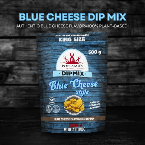 Poppamies Dipmix Blue Cheese Style Big Pack– Vegan Blue Cheese Flavored Dip Powdr for Wings, Veggies & Snacks – Gluten-Free, Lactose-Free – 500g.