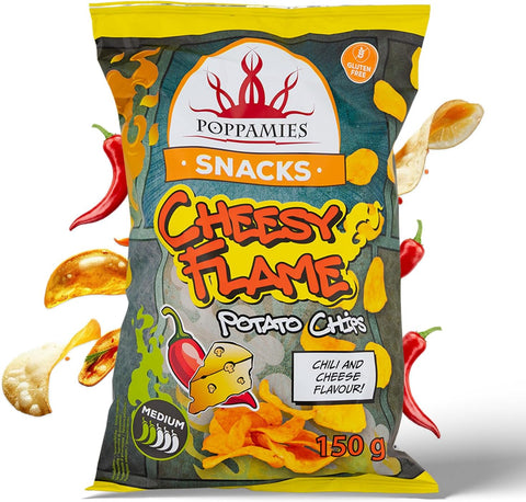 Snacks Cheesy Flame Potato Chips cheese and chili flavoured potato chips - 2/5 Spiciness -150gs