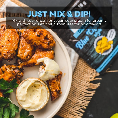 Poppamies Dipmix Blue Cheese Style Big Pack– Vegan Blue Cheese Flavored Dip Powdr for Wings, Veggies & Snacks – Gluten-Free, Lactose-Free – 500g.