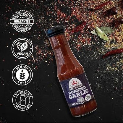 Poppamies Roasted Garlic BBQ Sauce - American Style Barbecue Sauce Glaze for all Type of Dishes - Ideal for Slow Food - 385g