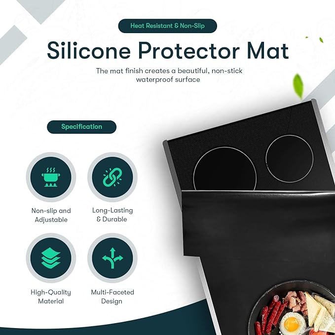 Silicone Induction Hob Protection Mat - Heat-Resistant, Scratch-Proof, 60cm x 55cm x 2mm
