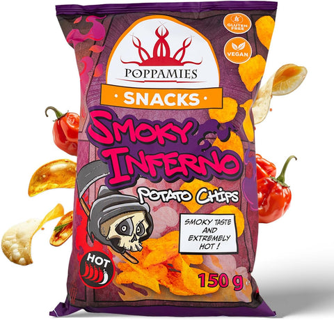 Snacks Smoky Inferno Potato Chips potato chips with habanero chili flavour - Gluten-Free, Vegan - 4/5 Spiciness -150g