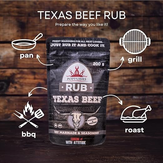 Poppamies Texas Beef rub, Dry Marinade and Seasoning for BBQ, Oven and Pan
