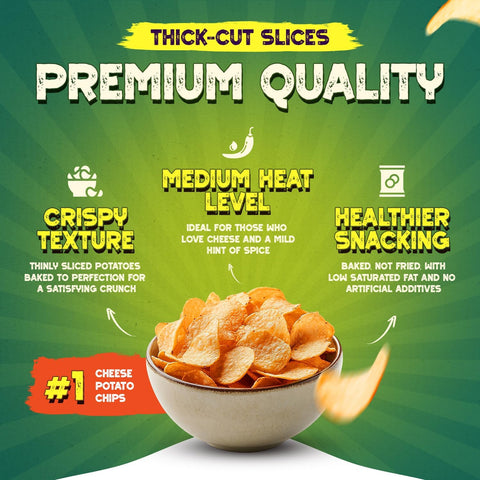 Snacks Cheesy Flame Potato Chips cheese and chili flavoured potato chips - 2/5 Spiciness -150gs