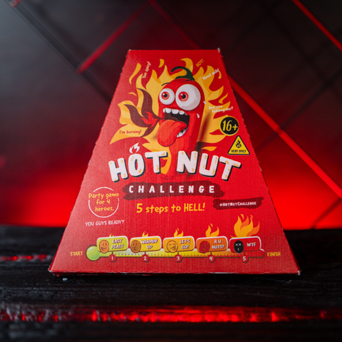 HOT-NUT Challenge Spicy Nut Game with Increasing Heat Levels, Fun Group Tasks and Collectible Stickers, Party Challenge and Novelty Gift for Adults