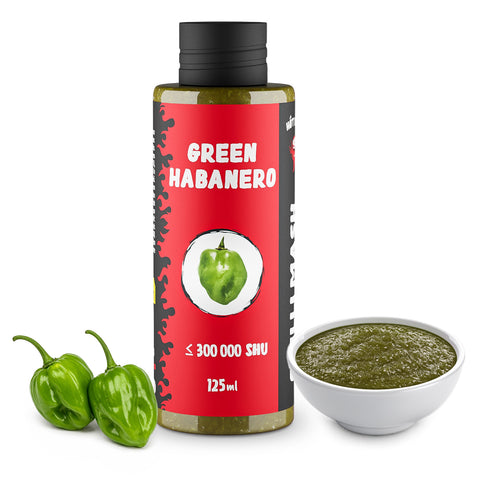 Green Habanero Chilli Mash 125 ml – (Approx. 300,000 SHU) - Fruity Tropical Flavour – For Hot Sauces, Marinades, Salsa, BBQ and Grilled Meat
