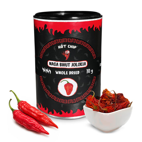 Naga Bhut Jolokia Whole Dried Chilli Peppers 10g – Ghost Chillies from India – Up to 1,000,000 SHU – Sweet Fruity Flavour