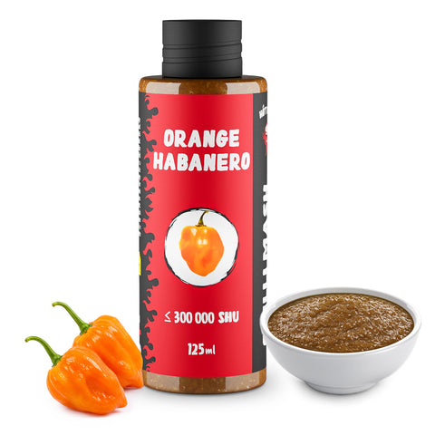 Orange Habanero Chilli Mash 125 ml – (Approx. 300,000 SHU)  - Fruity Tropical Chilli Base for Hot Sauces, Marinades, Salsa, BBQ and Grilled Meat