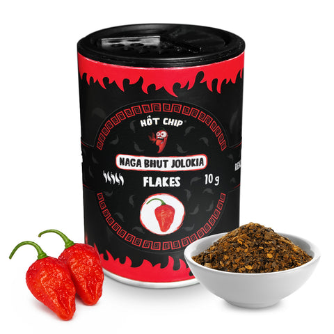 Naga Bhut Jolokia Chilli Flakes 10g - Up to 1,000,000 SHU - Extra Hot Ghost Pepper Flakes from India - Fruity Chilli for Curries, Chicken, Sauces and Marinades