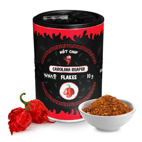 Carolina Reaper Chilli Flakes 10g – (Up to 2,200,000 SHU) - Extreme Heat with Fruity, Chocolate, Cherry and Cinnamon Notes – For Sauces, Meat, Soups and Marinades