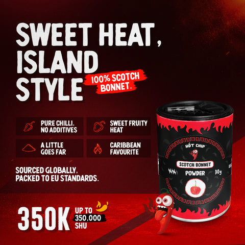 Scotch Bonnet Chilli Powder 30g – Very Hot Pepper Seasoning, Up to 350,000 SHU – Sweet and Fruity Flavour – Origin: Uganda