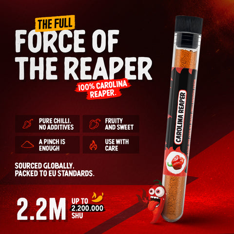 Carolina Reaper Chilli Powder 10g – Extremely Hot Chilli Pepper Powder, Up to 2.2 Million SHU – Fruity, Sweet and Smoky Flavour – Grown in Ecuador