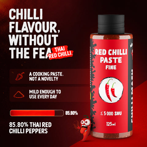 Red Chilli Paste Fine 125 ml - Medium Hot (Medium Sharpness) - Versatile Cooking Paste for Asian Dishes, Sauces, Marinades, Soups, Noodles and Dips