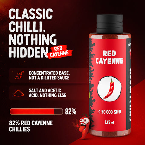 Cayenne Chilli Mash 125 ml – (Approx. 50,000 SHU) - Medium-Hot Base for Sauces, Marinades, Salsa, Dips and Everyday Cooking