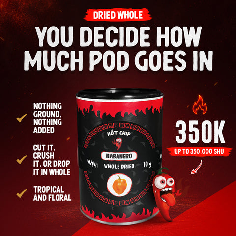 Habanero Whole Dried Chilli Peppers 10g – Hot Chillies from Ecuador – 350,000 SHU – Fruity and Floral Flavour – 100% Habanero
