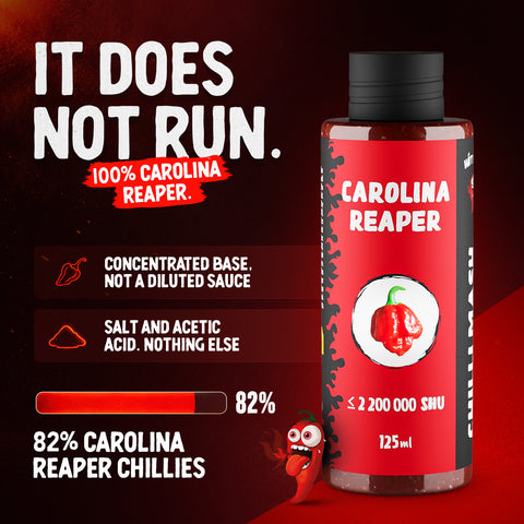 Carolina Reaper Chili Mash 125 ml - Extremely Sharp (up to 2,200,000 SHU) - Hot Sauce Base for Marinades, Salsas, Dips and BBQ Recipes
