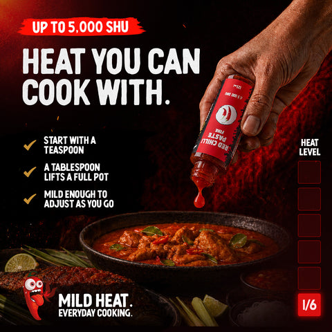 Red Chilli Paste Fine 125 ml - Medium Hot (Medium Sharpness) - Versatile Cooking Paste for Asian Dishes, Sauces, Marinades, Soups, Noodles and Dips