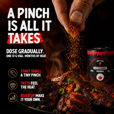 Scotch Bonnet Chilli Powder 30g – Very Hot Pepper Seasoning, Up to 350,000 SHU – Sweet and Fruity Flavour – Origin: Uganda