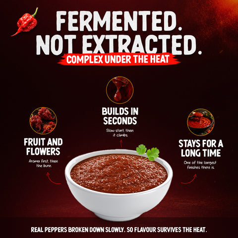 Trinidad Moruga Scorpion Chili Mash 125 ml - Extremely Sharp (up to 2,000,000 SHU) - Hot Sauce Base for Marinades, Salsas, Dips and BBQ Recipes