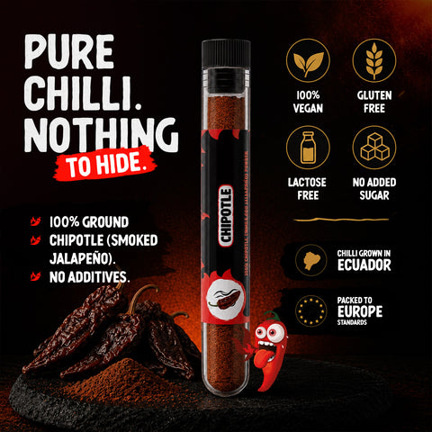 Chipotle Chilli Powder 10g – Smoked Jalapeño Pepper Seasoning, Up to 10,000 SHU – Smoky, Sweet and Nutty Flavour – Grown in Ecuador