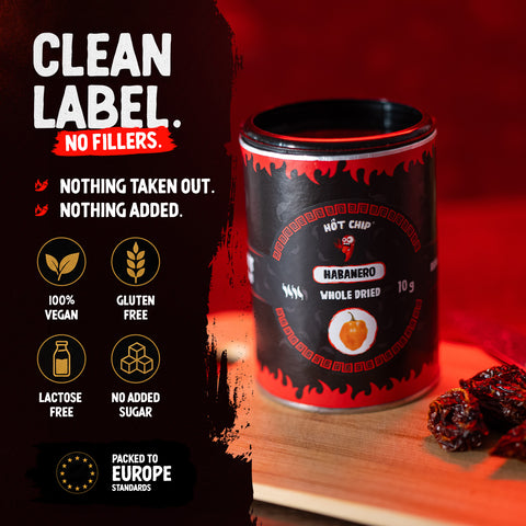 Habanero Whole Dried Chilli Peppers 10g – Hot Chillies from Ecuador – 350,000 SHU – Fruity and Floral Flavour – 100% Habanero