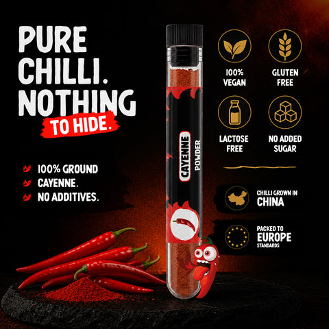 Cayenne Chilli Powder 10g – Finely Ground Pepper Seasoning, Approximately 15,000 SHU – Balanced Everyday Heat – Pure Chilli Without Additives