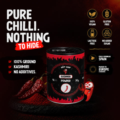 Kashmiri Chilli Powder 30g – Mild Heat, Up to 12,000 SHU – Sweet and Smoky Flavour with Deep Red Colour – Made in Spain