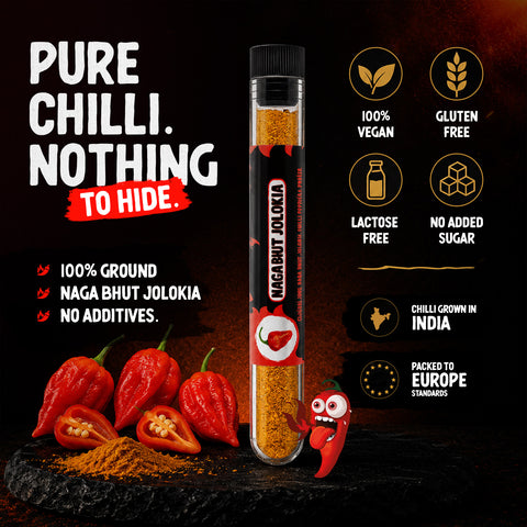 Naga Bhut Jolokia Chilli Powder 10g – Extremely Hot Ghost Pepper Seasoning, Up to 1 Million SHU – Fruity Flavour – Origin: India