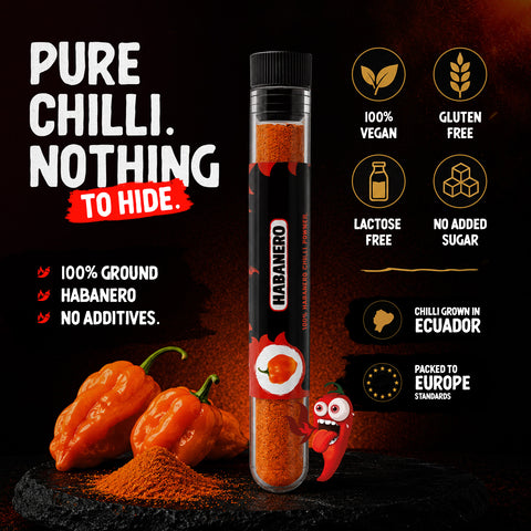Habanero Chilli Powder 10g – Very Hot Pepper Seasoning, Up to 350,000 SHU – Fruity and Floral Flavour – Grown in Ecuador