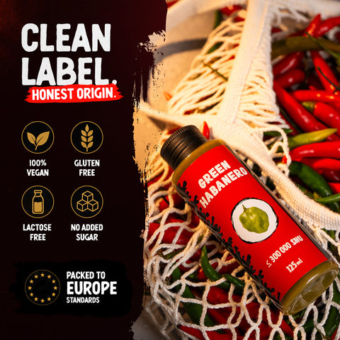 Green Habanero Chilli Mash 125 ml – (Approx. 300,000 SHU) - Fruity Tropical Flavour – For Hot Sauces, Marinades, Salsa, BBQ and Grilled Meat