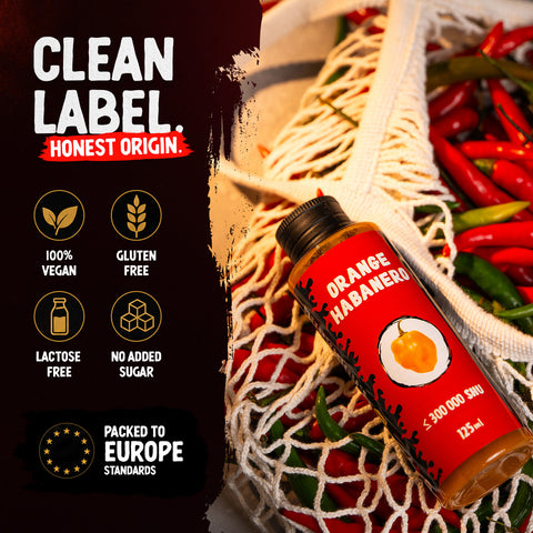 Orange Habanero Chilli Mash 125 ml – (Approx. 300,000 SHU)  - Fruity Tropical Chilli Base for Hot Sauces, Marinades, Salsa, BBQ and Grilled Meat