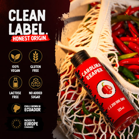 Carolina Reaper Chili Mash 125 ml - Extremely Sharp (up to 2,200,000 SHU) - Hot Sauce Base for Marinades, Salsas, Dips and BBQ Recipes
