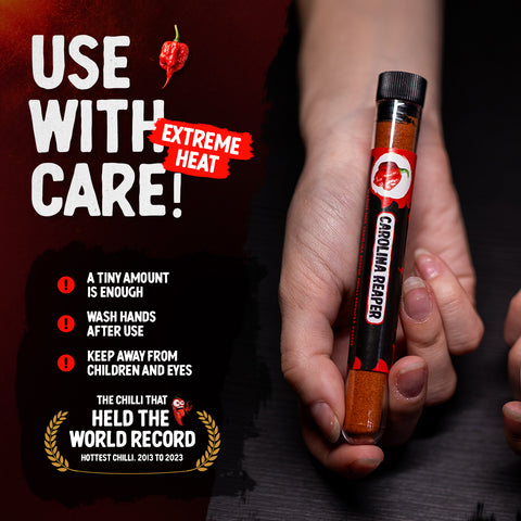 Carolina Reaper Chilli Powder 10g – Extremely Hot Chilli Pepper Powder, Up to 2.2 Million SHU – Fruity, Sweet and Smoky Flavour – Grown in Ecuador