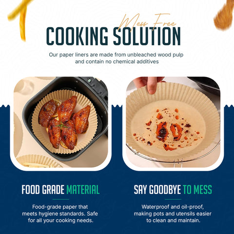 Lukata Oven & Air Fryer Liner Bundle – 3 Reusable Oven Liners + 100 Air Fryer Paper Liners