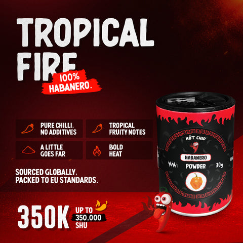 Habanero Chilli Powder 30g – Very Hot Pepper Seasoning, Up to 350,000 SHU – Fruity and Floral Flavour – Grown in Ecuador