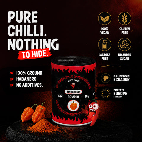 Habanero Chilli Powder 30g – Very Hot Pepper Seasoning, Up to 350,000 SHU – Fruity and Floral Flavour – Grown in Ecuador