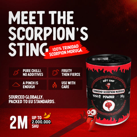 Trinidad Moruga Scorpion Chilli Powder 30g – Extremely Hot Pepper Seasoning, Up to 2 Million SHU – Fruity and Floral Flavour – Origin: Ecuador
