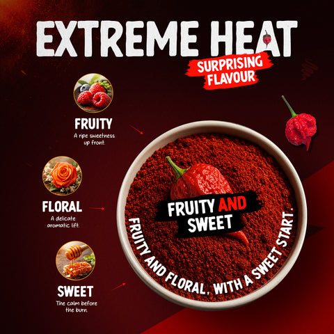 Trinidad Moruga Scorpion Chilli Powder 30g – Extremely Hot Pepper Seasoning, Up to 2 Million SHU – Fruity and Floral Flavour – Origin: Ecuador