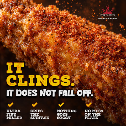 Poppamies Mango Chilli Spice Dust seasoning coating cooked food