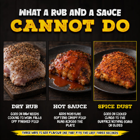 Comparison of spice rub, sauce and finishing seasoning