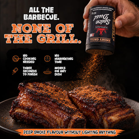 Poppamies Smoky Grill Spice Dust sprinkled onto cooked food