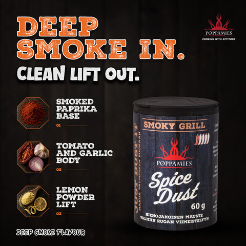 Poppamies Smoky Grill Spice Dust ingredient and flavour information