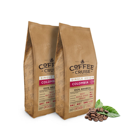 COFFEE CRUISE Colombia Coffee Beans 1kg x 2 - Medium Roasting - Aroma Berries - 100% Arabica