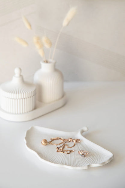 Handmade Gypsum Leaf Shape Tray - Ideal Jewelry Tray, and Eco-Friendly Home Decor Gift