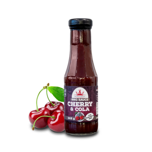 Poppamies Cherry & Cola BBQ Sauce - American Style Barbecue Sauce for Pork and Beef - Ideal for Ribs and Burgers - 385g
