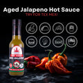 Aged Jalapeno hot sauce, vegan sauce, gluten free, lactose free