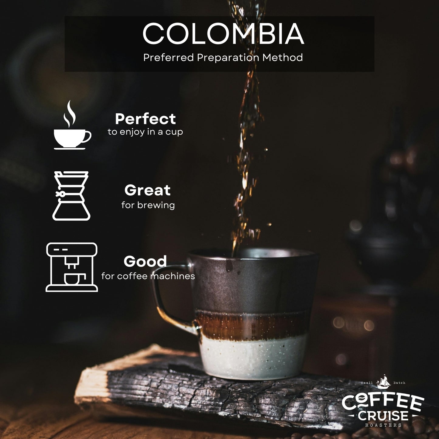 COFFEE CRUISE Colombia Ground Coffee 250g - Medium Roasting - Aroma Berries - For All Coffee Machines - 100% Arabica