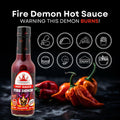 Fire demon hot sauce, vegan, gluten free, lactose free