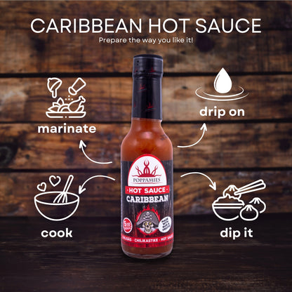 Poppamies Caribbean Hot Fruity Chili Sauce - Gluten-free Lactose free Vegan - Spiciness: 5/10 - 150ml
